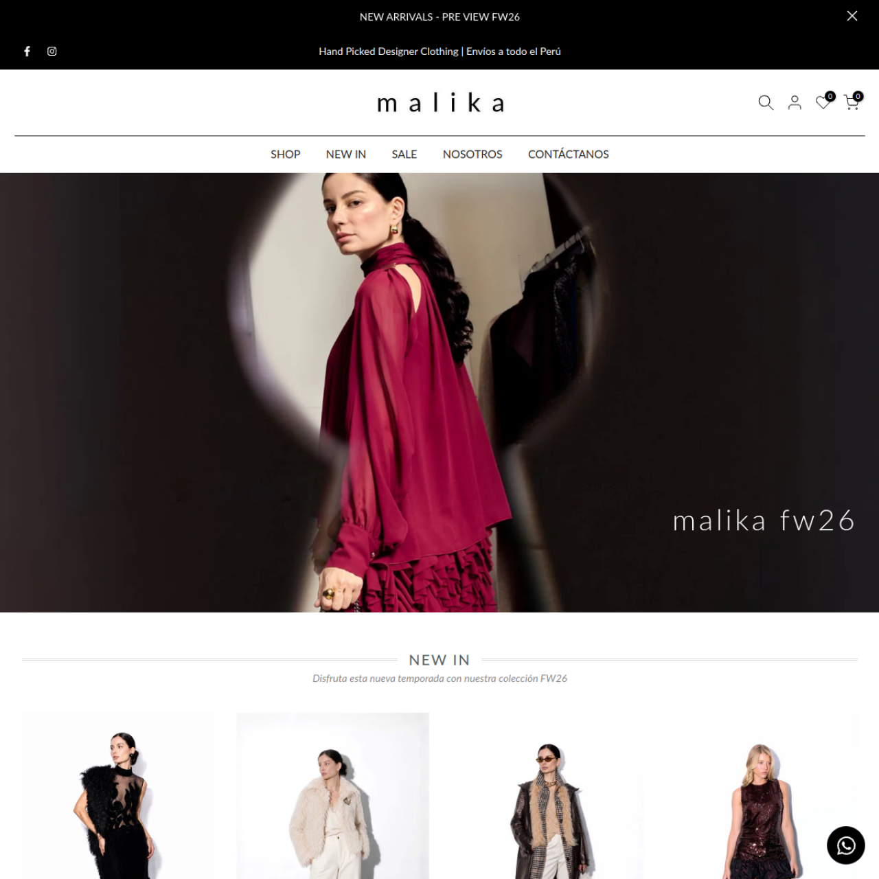 Captura del sitio malika.pe